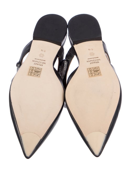 Stuart Weitzman Leather Glitter Accents Mules