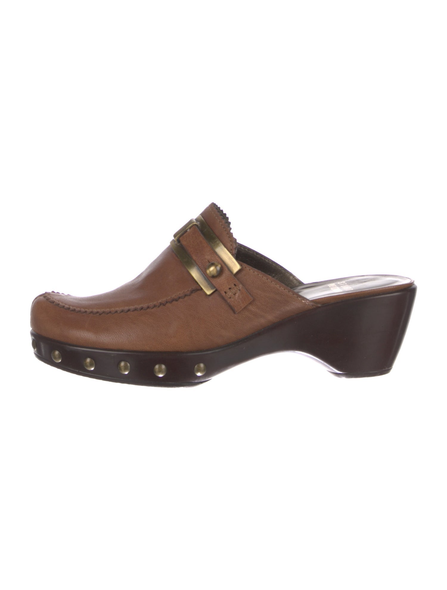 Stuart Weitzman Leather Studded Accents Mules