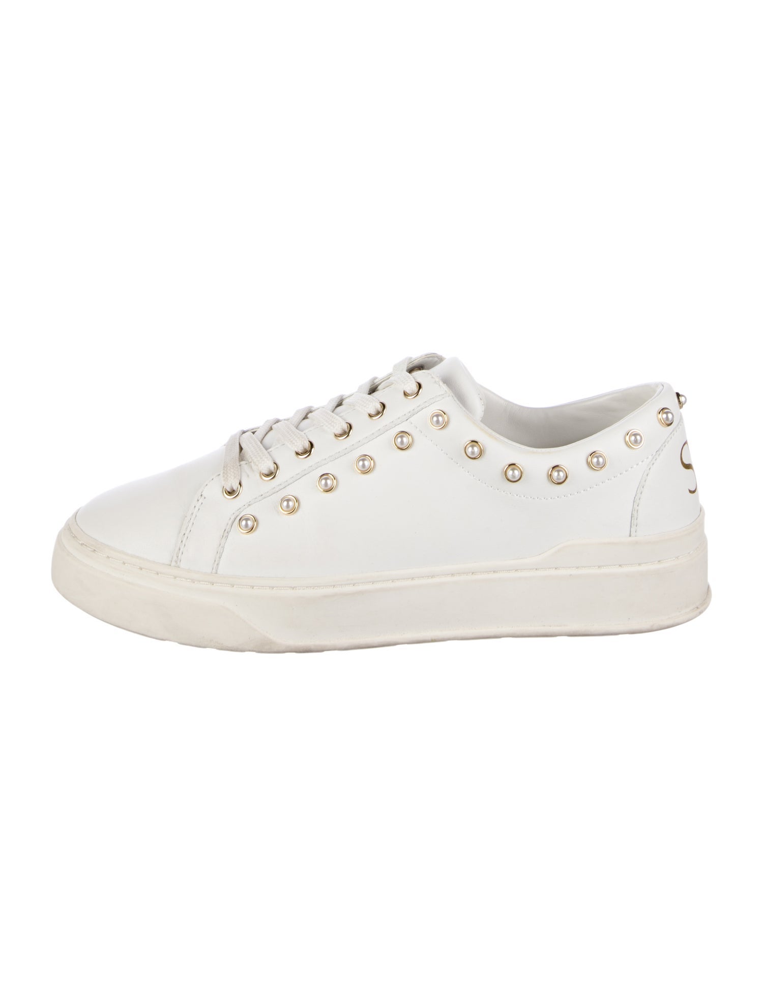 Stuart Weitzman Leather Studded Accents Sneakers