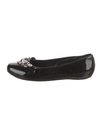Stuart Weitzman Patent Leather Crystal Embellishments Ballet Flats
