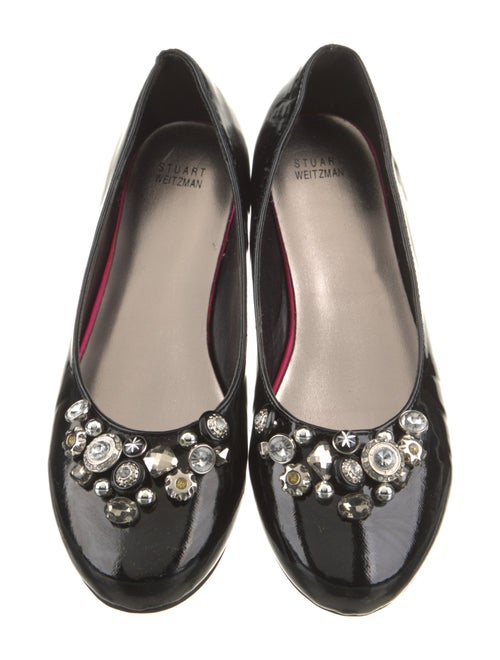 Stuart Weitzman Patent Leather Crystal Embellishments Ballet Flats