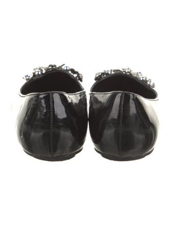 Stuart Weitzman Patent Leather Crystal Embellishments Ballet Flats