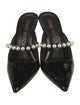 Stuart Weitzman Patent Leather Beaded Accents Slides