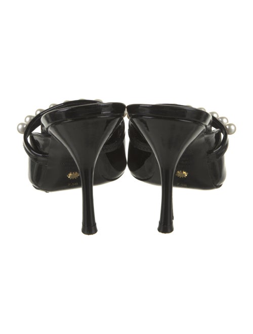 Stuart Weitzman Patent Leather Beaded Accents Slides