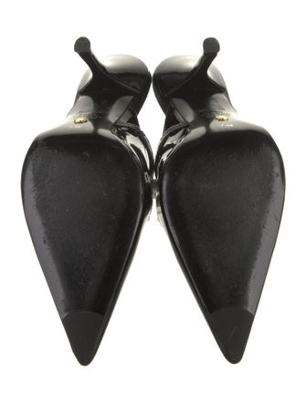 Stuart Weitzman Patent Leather Beaded Accents Slides