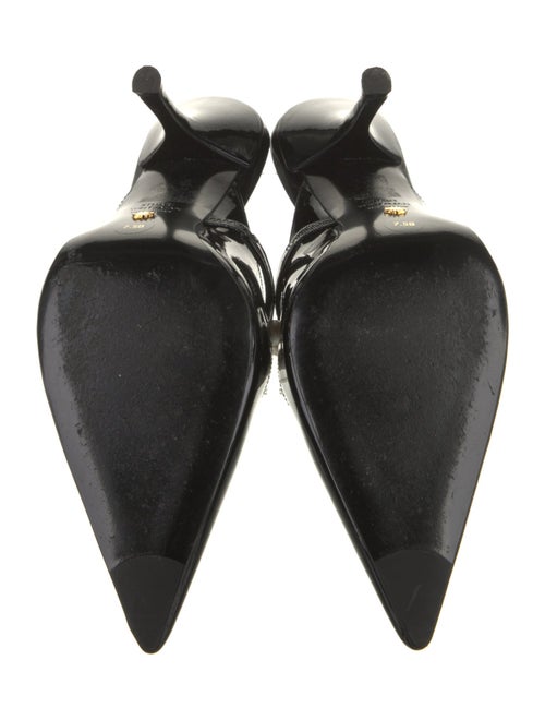 Stuart Weitzman Patent Leather Beaded Accents Slides