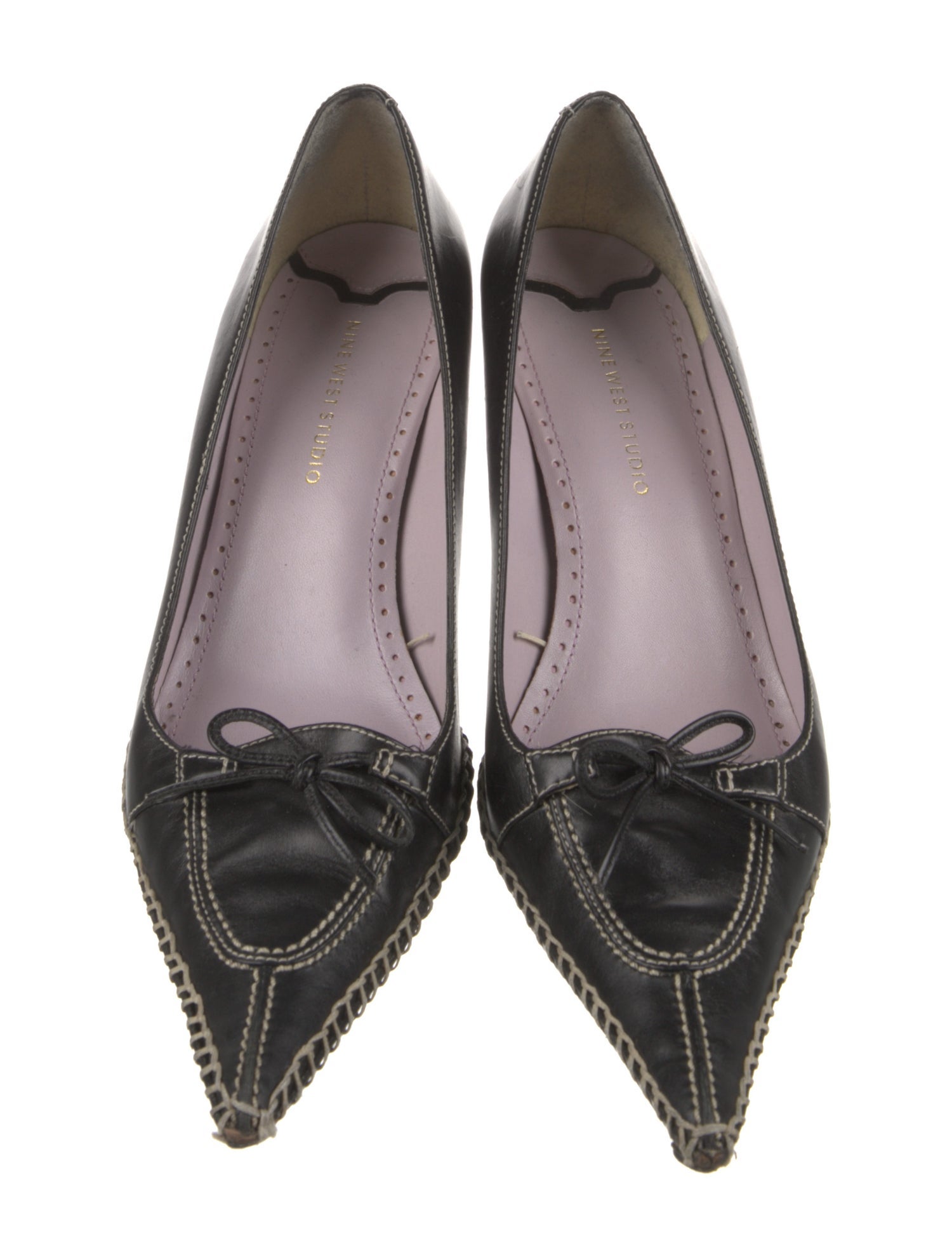 Stuart Weitzman Leather Bow Accents Pumps