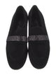 Stuart Weitzman Suede Crystal Embellishments Loafers