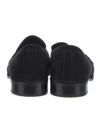 Stuart Weitzman Suede Crystal Embellishments Loafers