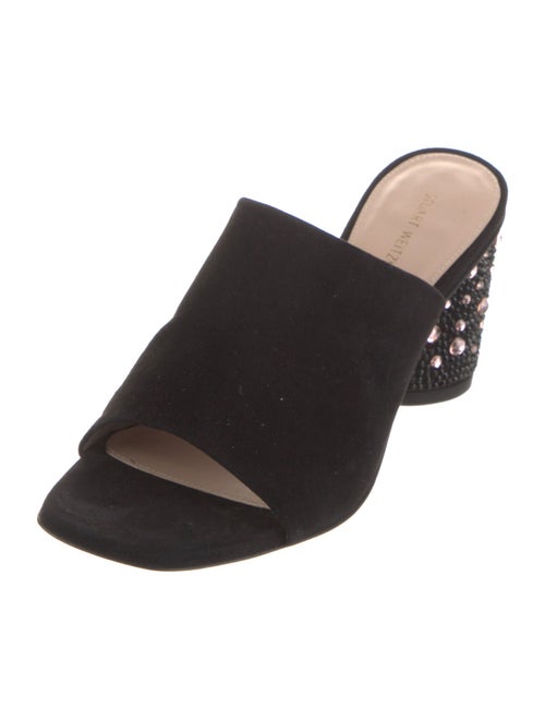 Stuart Weitzman Suede Crystal Embellishments Slides