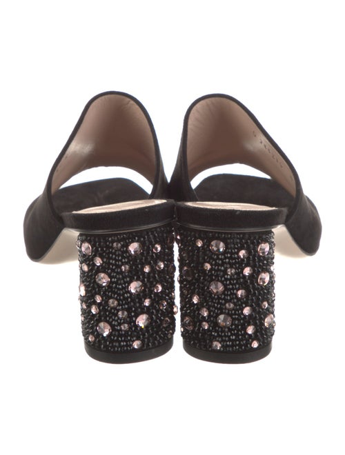 Stuart Weitzman Suede Crystal Embellishments Slides