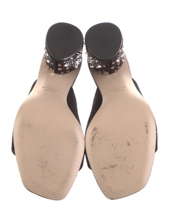 Stuart Weitzman Suede Crystal Embellishments Slides