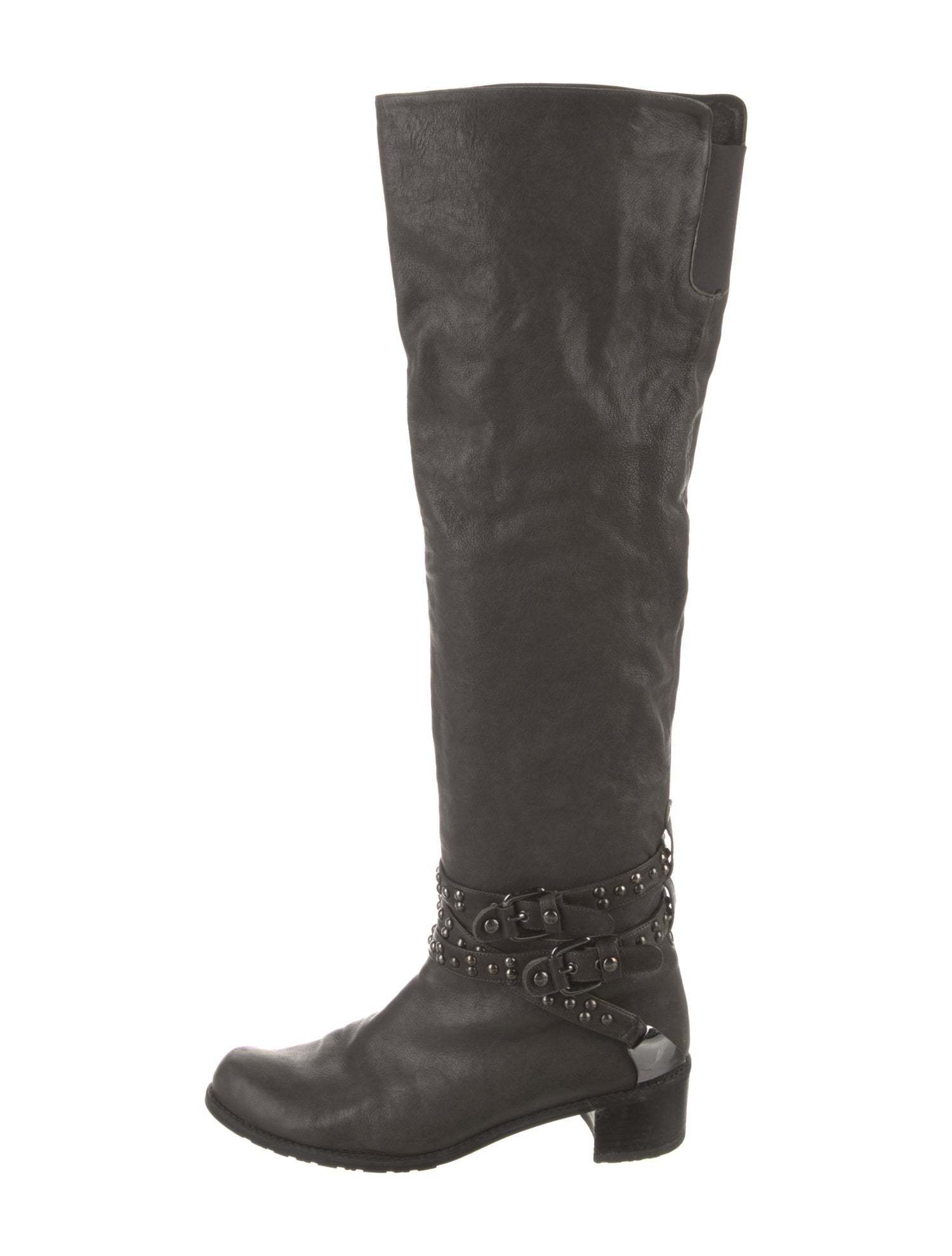 Stuart Weitzman Leather Studded Accents Riding Boots