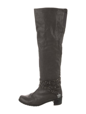 Stuart Weitzman Leather Studded Accents Riding Boots