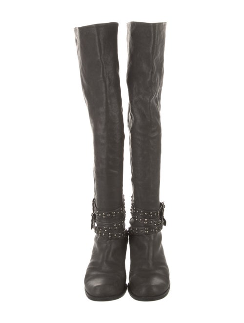 Stuart Weitzman Leather Studded Accents Riding Boots