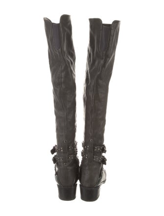 Stuart Weitzman Leather Studded Accents Riding Boots