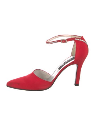 Stuart Weitzman Satin Crystal Embellishments D'Orsay Pumps