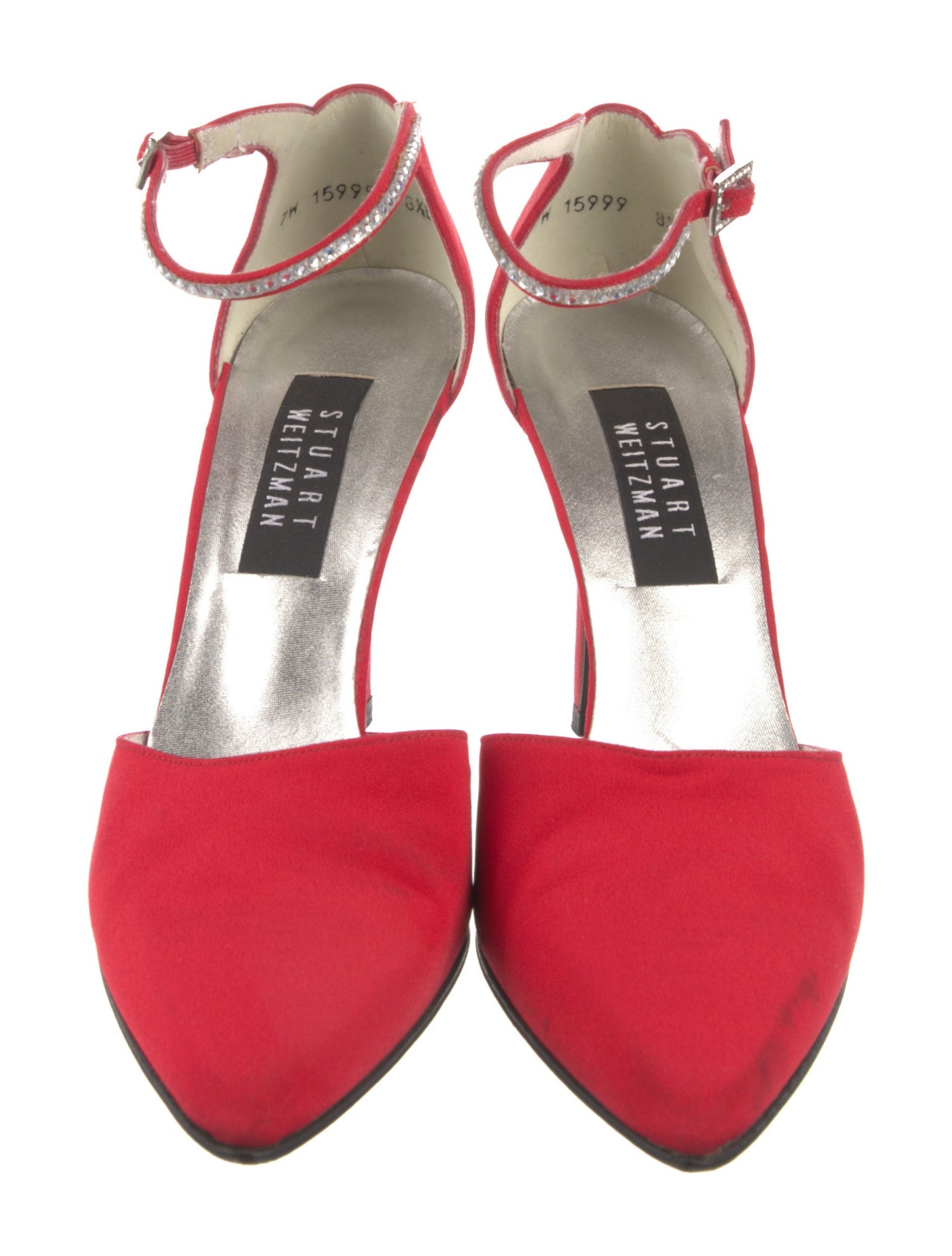 Stuart Weitzman Satin Crystal Embellishments D'Orsay Pumps