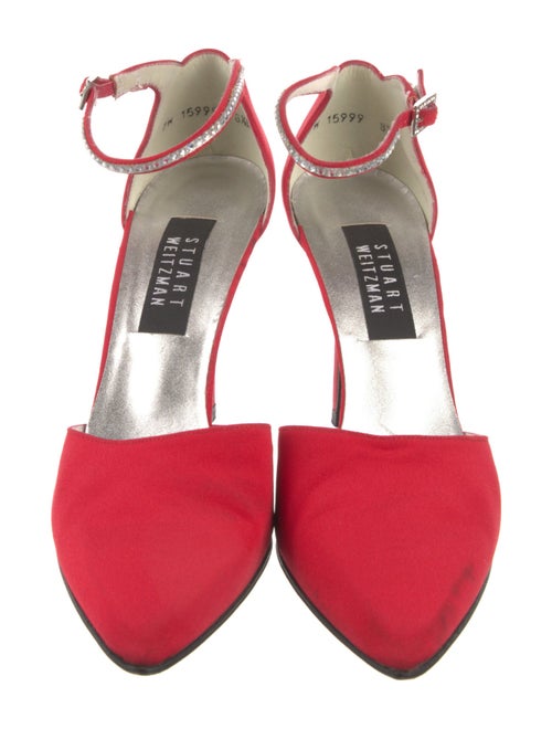 Stuart Weitzman Satin Crystal Embellishments D'Orsay Pumps
