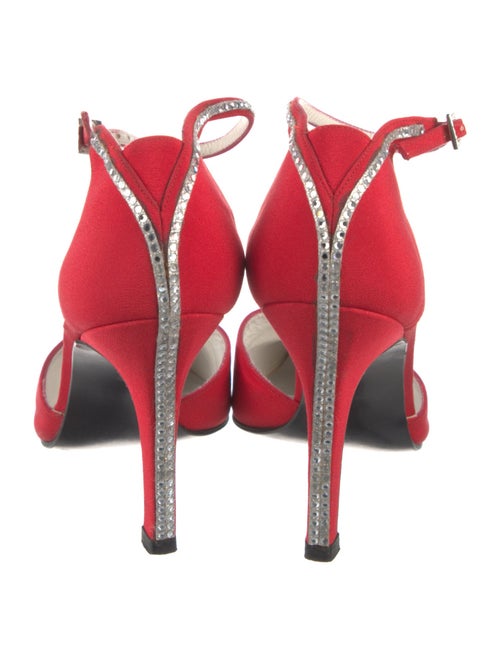 Stuart Weitzman Satin Crystal Embellishments D'Orsay Pumps