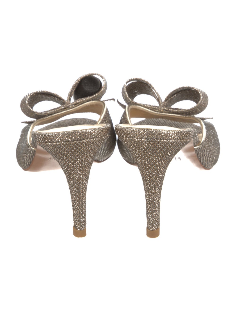 Stuart Weitzman Slides Gold Bow & Glitter Accents - image 4