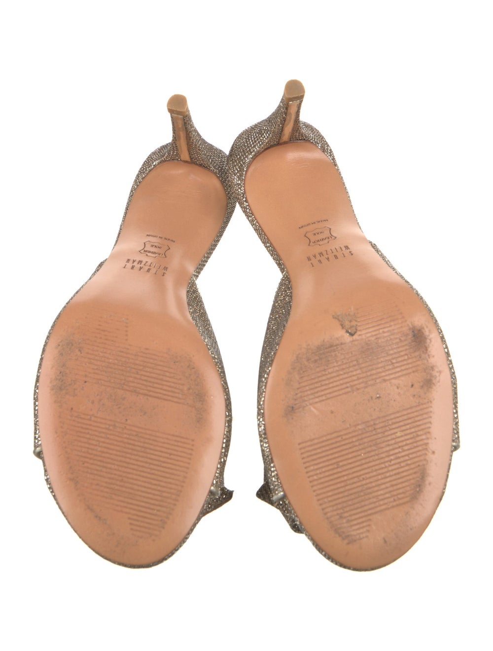 Stuart Weitzman Slides Gold Bow & Glitter Accents - image 5