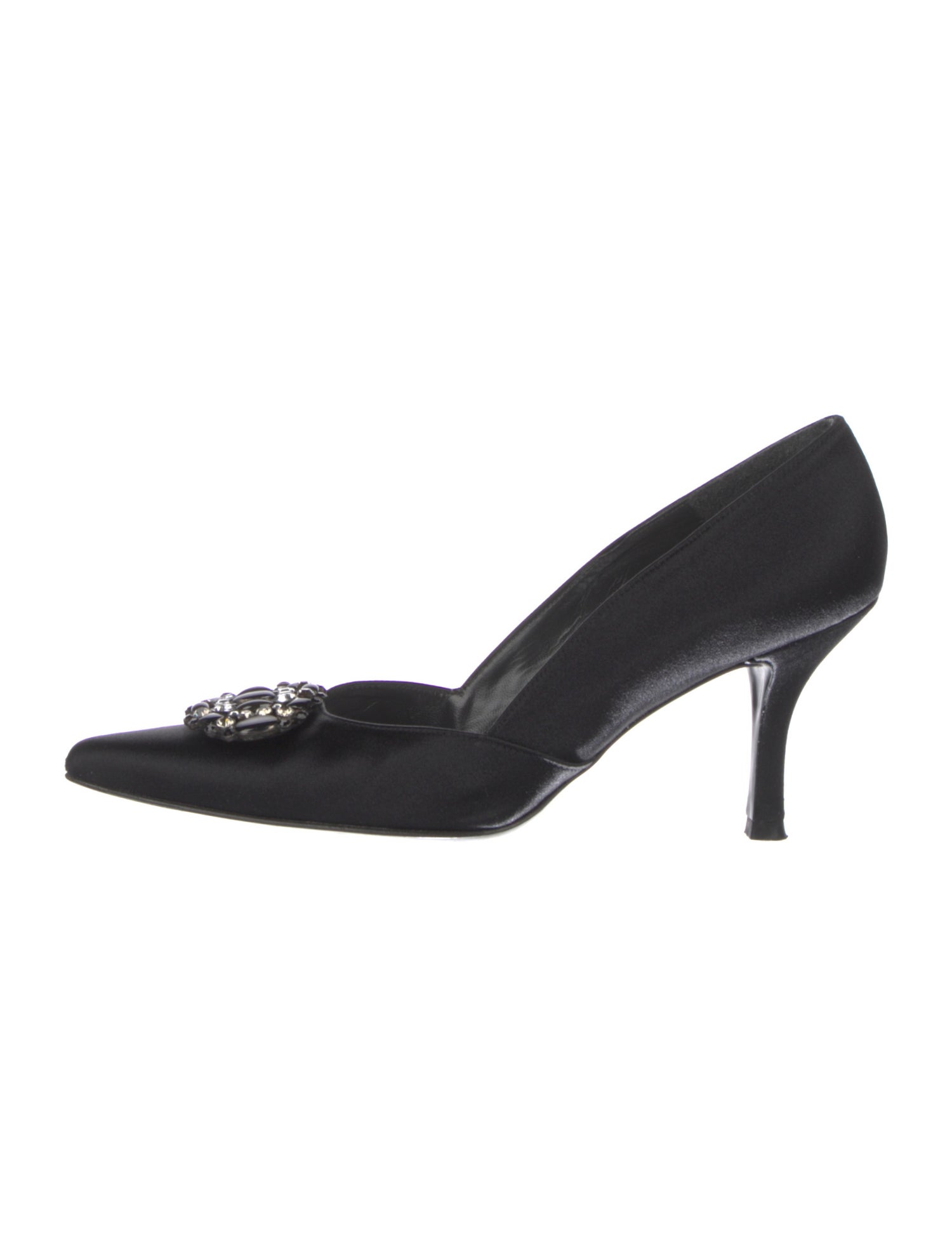 Stuart Weitzman Satin Crystal Embellishments Pumps
