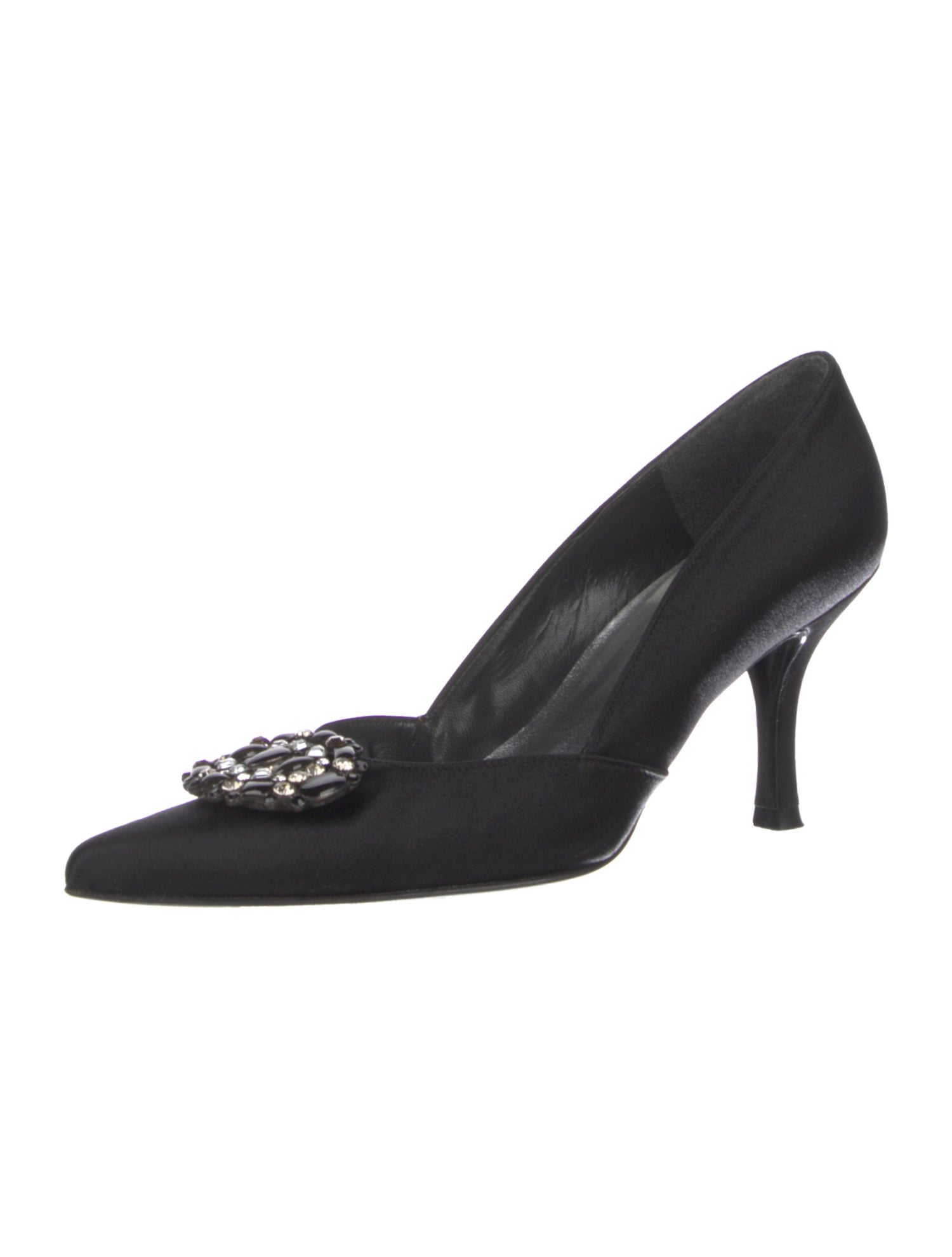 Stuart Weitzman Satin Crystal Embellishments Pumps