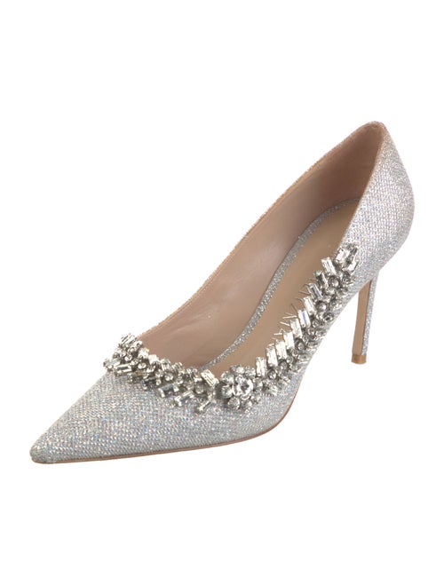Stuart Weitzman Leather Glitter Accents Pumps