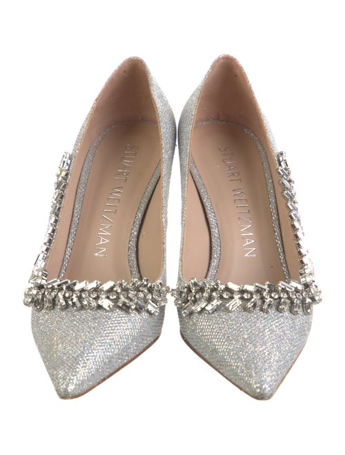 Stuart Weitzman Leather Glitter Accents Pumps