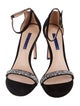 Stuart Weitzman Suede Crystal Embellishments Sandals