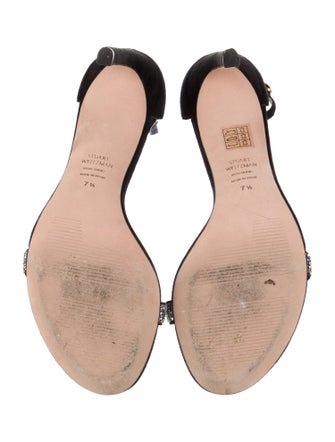 Stuart Weitzman Suede Crystal Embellishments Sandals