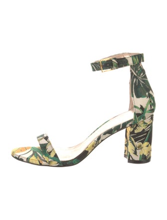 Stuart Weitzman Printed Leather Trim Embellishment Sandals