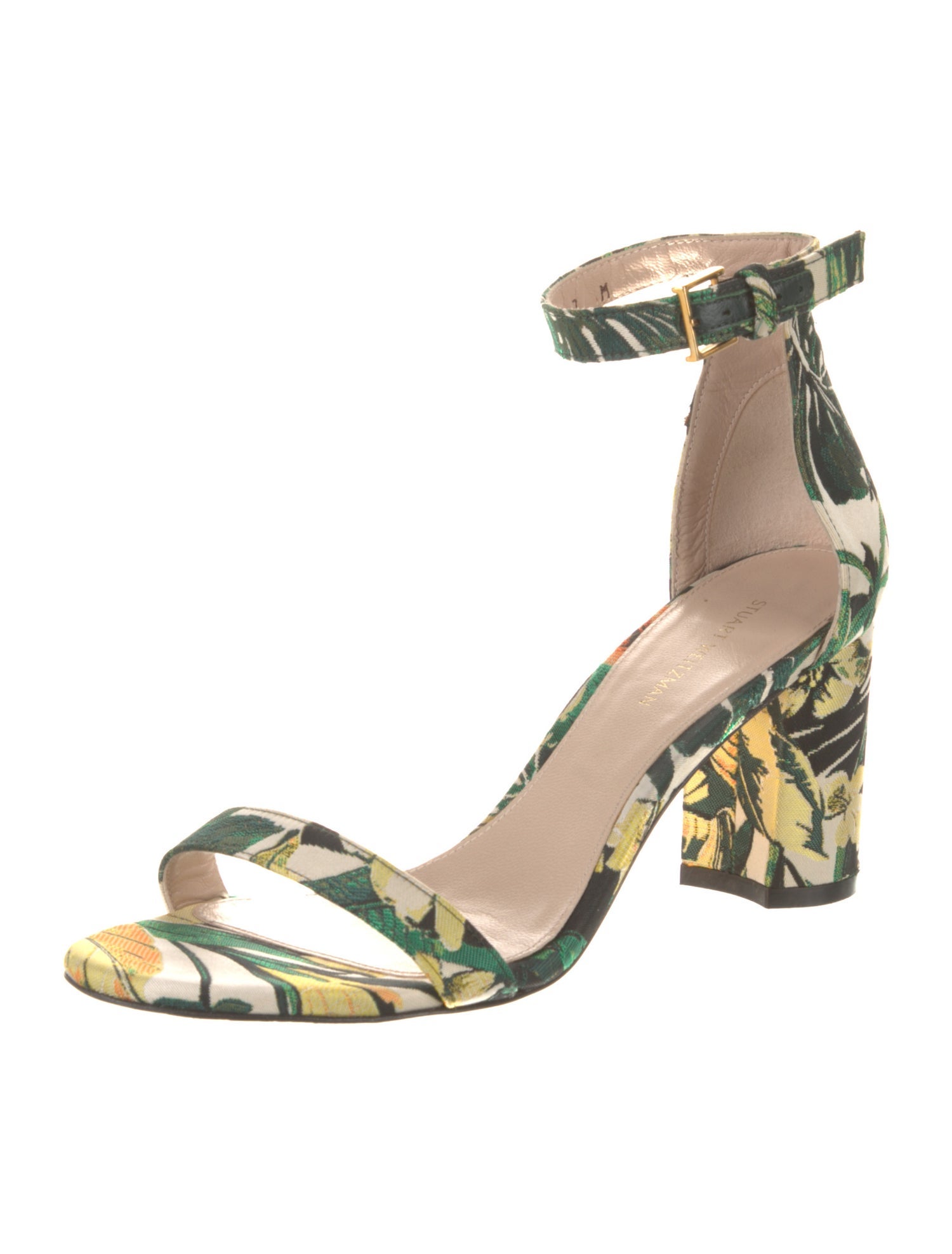 Stuart Weitzman Printed Leather Trim Embellishment Sandals