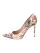 Stuart Weitzman Embossed Leather Floral Print Pumps