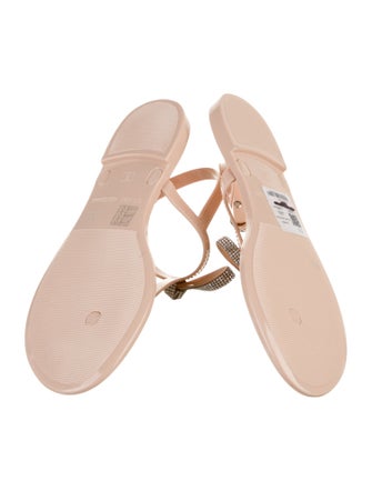 Stuart Weitzman Rubber Studded Accents T-Strap Sandals