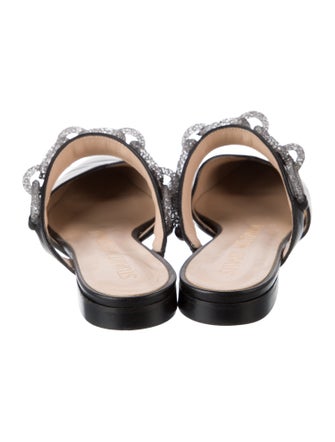 Stuart Weitzman Leather Chain-Link Accents Mules