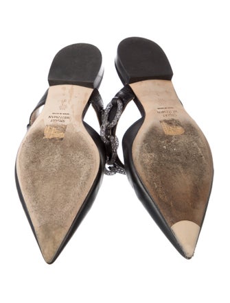 Stuart Weitzman Leather Chain-Link Accents Mules