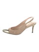 Stuart Weitzman Suede Leather Trim Embellishment Slingback Pumps