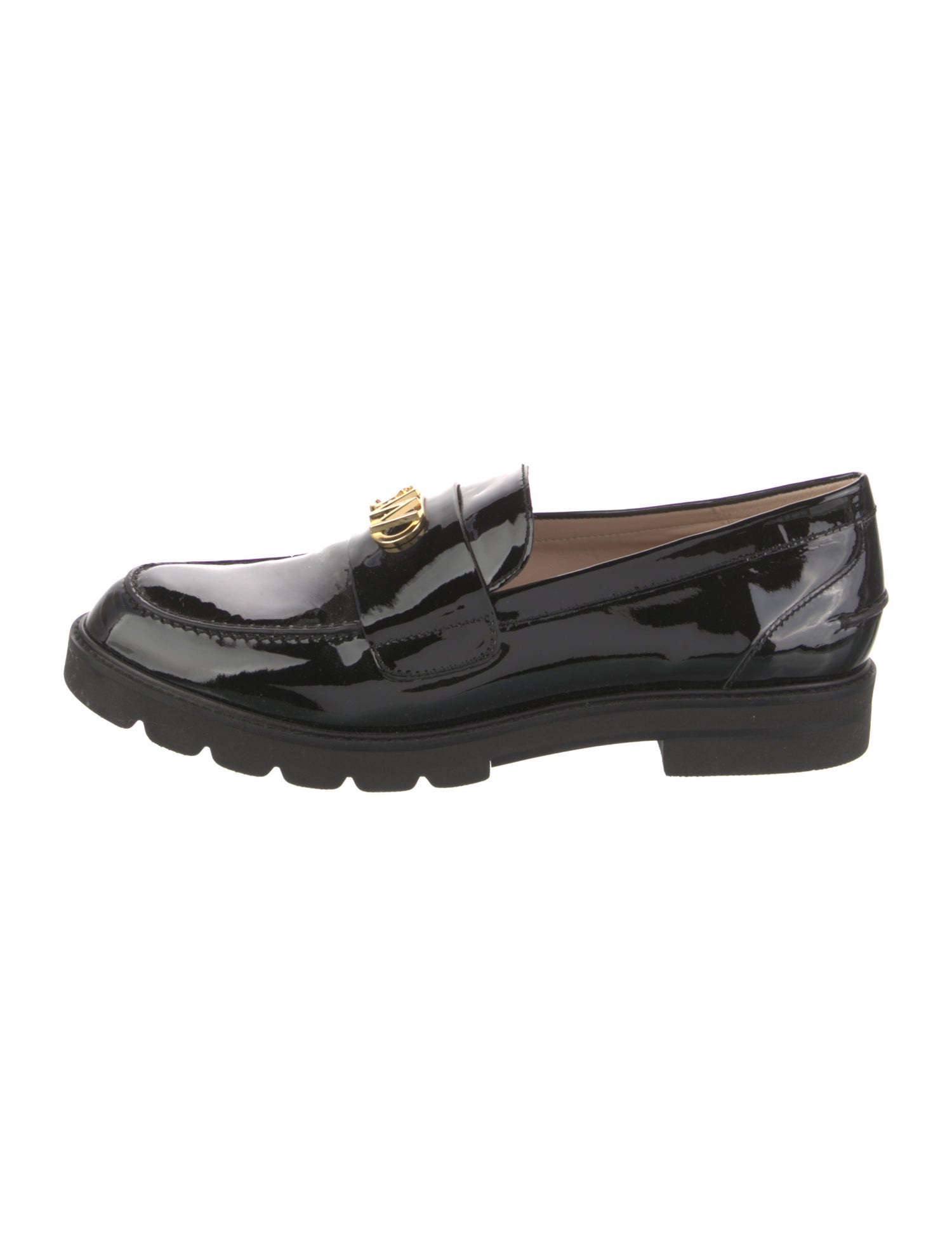 Stuart Weitzman Patent Leather Tassel Accents Loafers