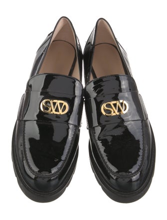 Stuart Weitzman Patent Leather Tassel Accents Loafers