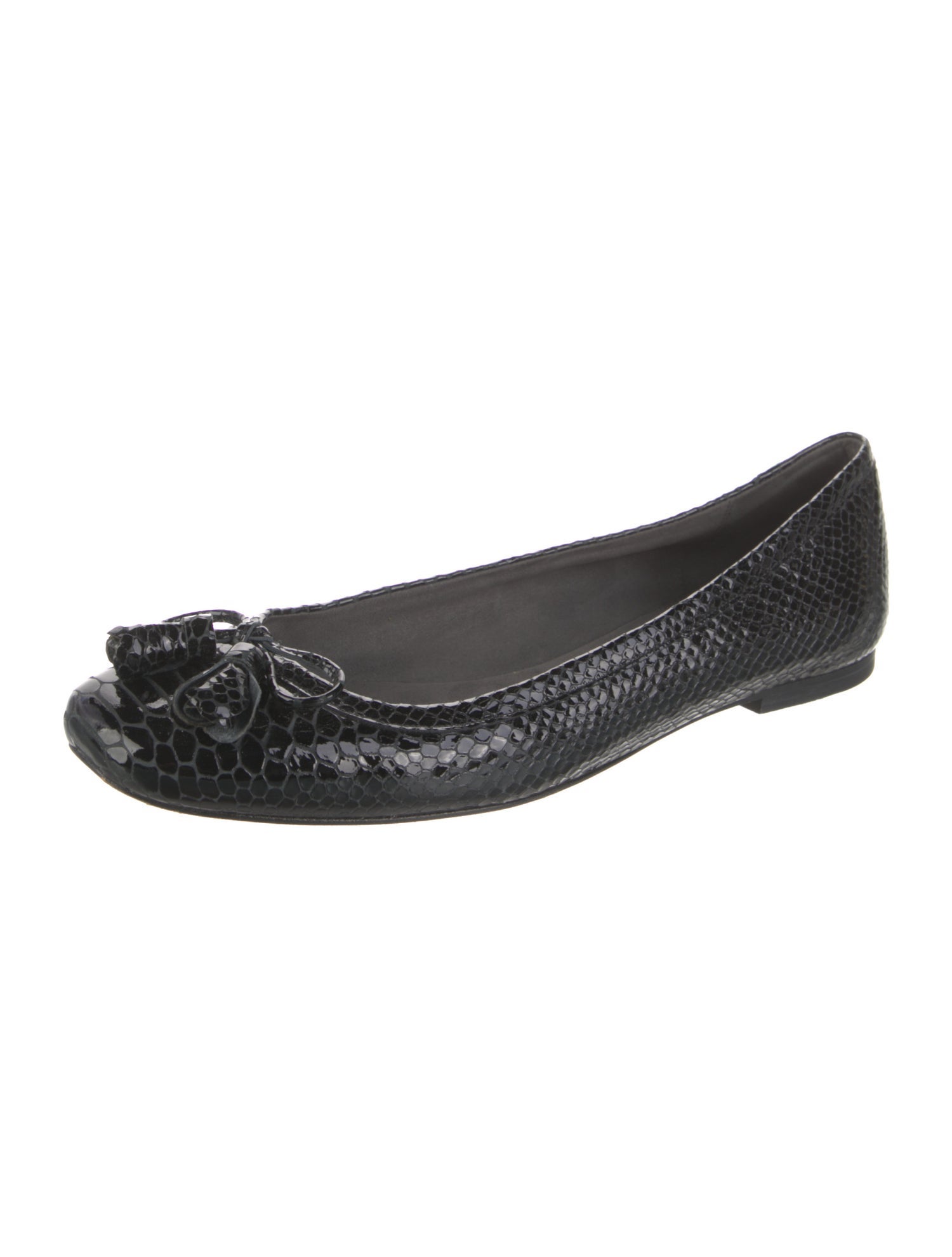 Stuart Weitzman Patent Leather Tassel Accents Ballet Flats