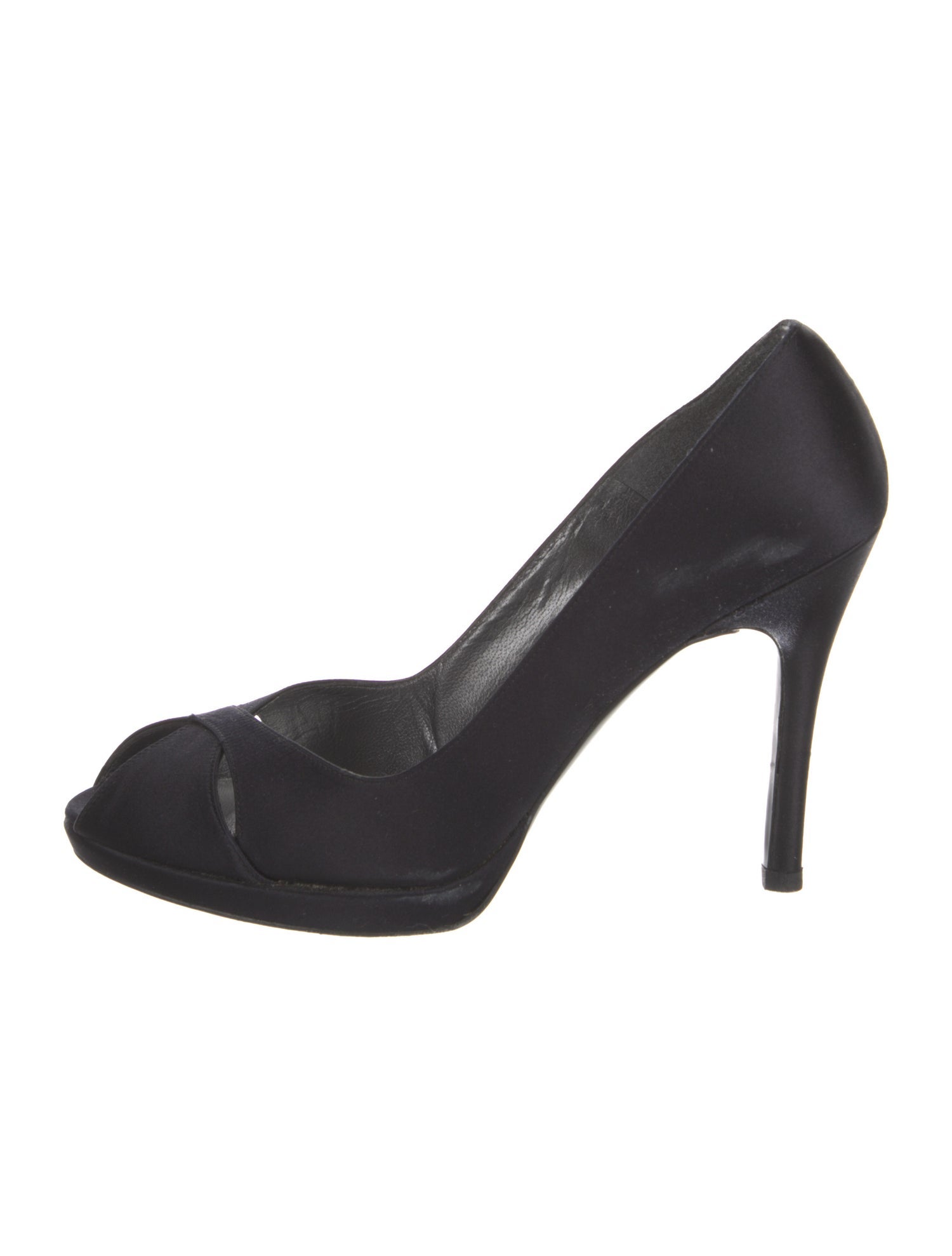 Stuart Weitzman Satin Leather Trim Embellishment Pumps