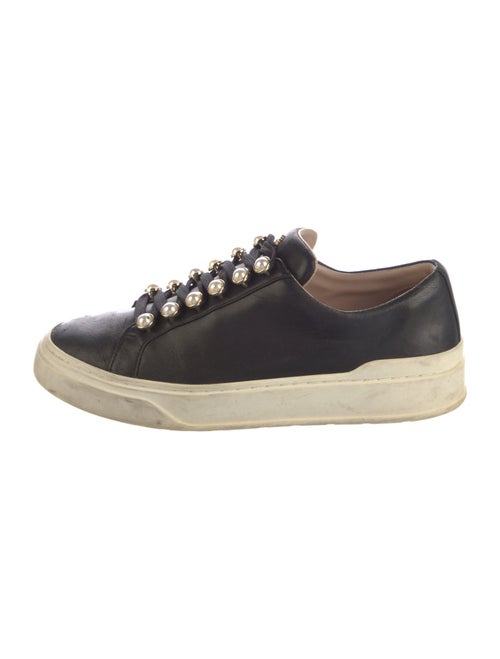 Stuart Weitzman Leather Beaded Accents Sneakers
