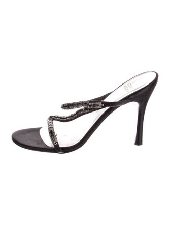 Stuart Weitzman Satin Crystal Embellishments Sandals