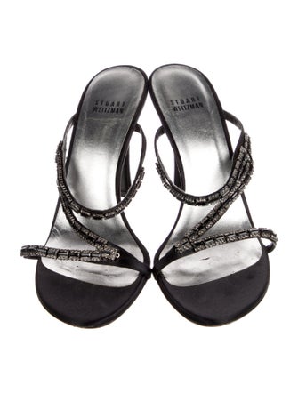 Stuart Weitzman Satin Crystal Embellishments Sandals