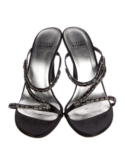 Stuart Weitzman Satin Crystal Embellishments Sandals