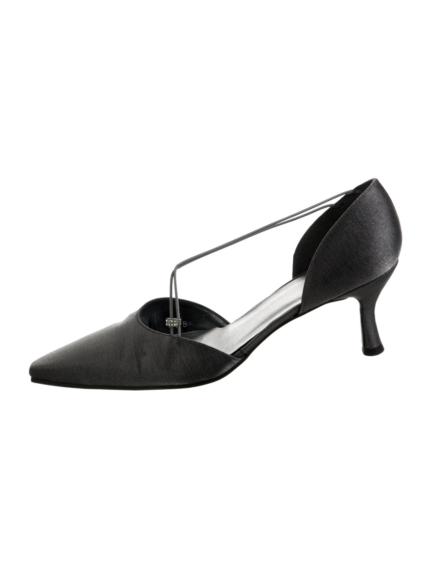 Stuart Weitzman Satin Crystal Embellishments T-Strap Pumps