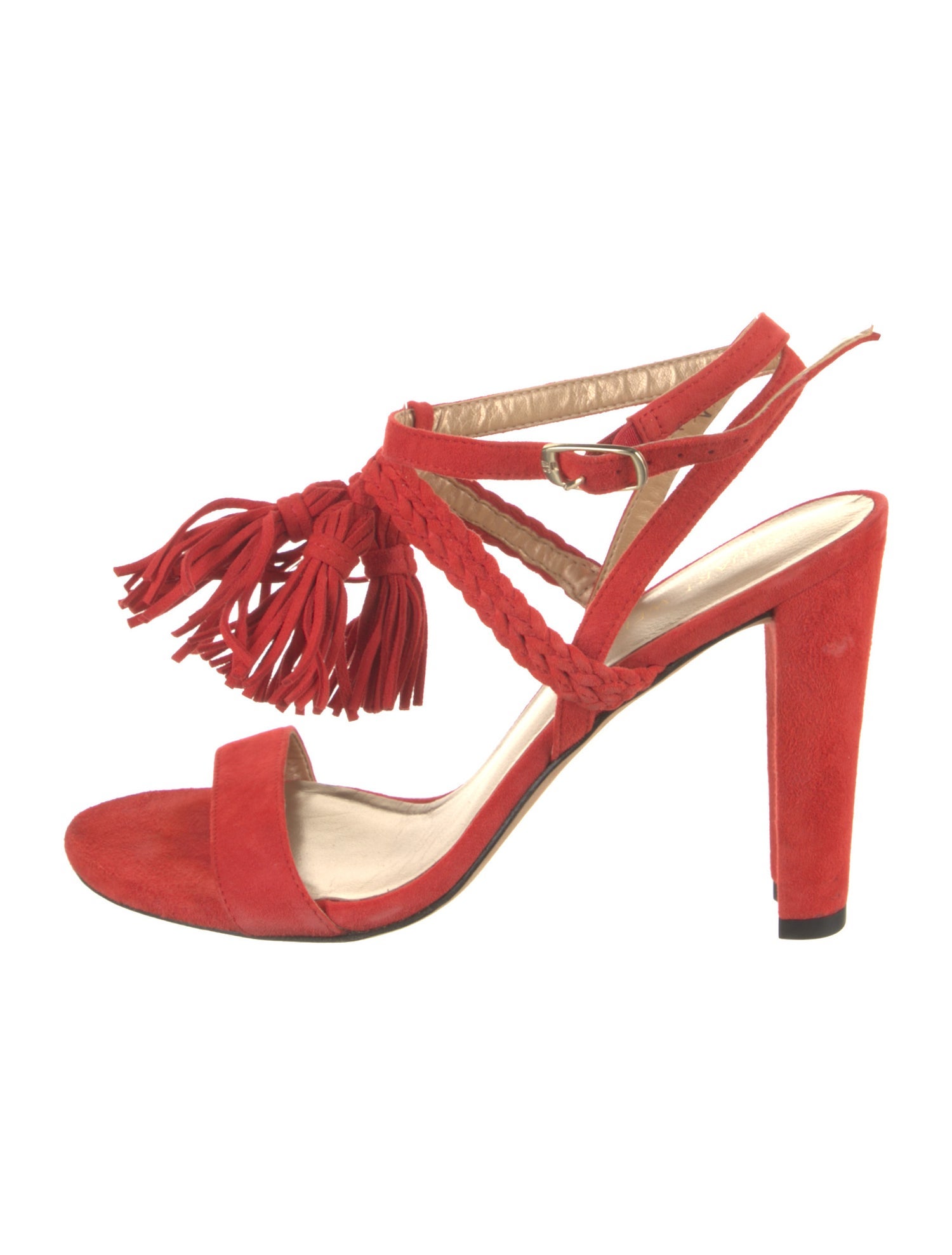 Stuart Weitzman Suede Tassel Accents Sandals