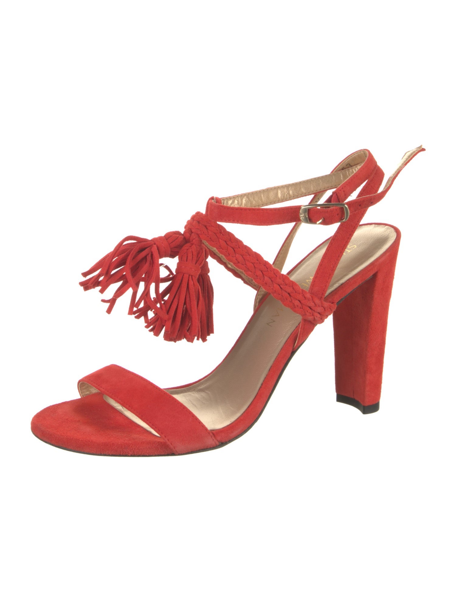Stuart Weitzman Suede Tassel Accents Sandals